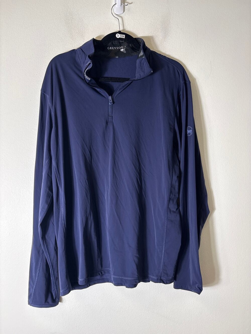 Men's Greyson Navy Blue Long Sleeve Quarter Zip Pullover Sz L